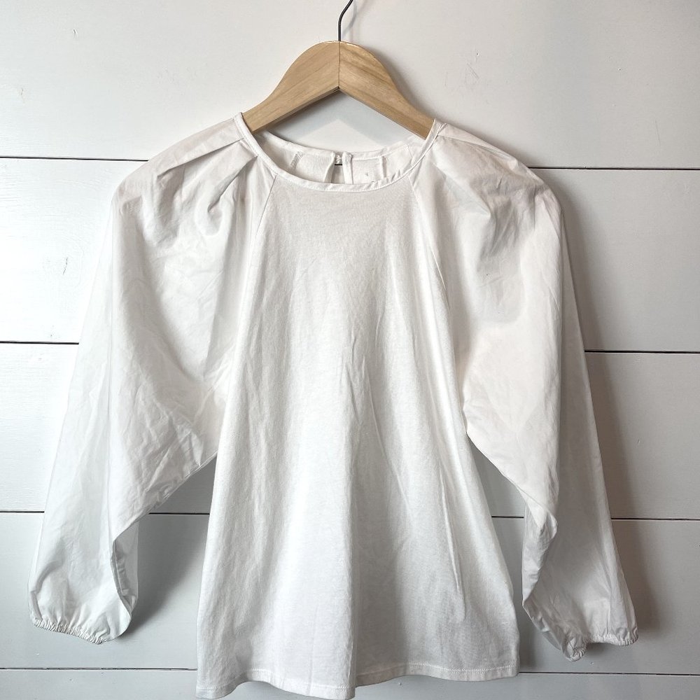 NWOT Cottagecore A New Day Black Top with Balloon Sleeves Off White Extra Small